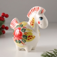 Ёлочный фарфоровый шар "Лошадь Цветок" /авторская роспись/,  11 см
