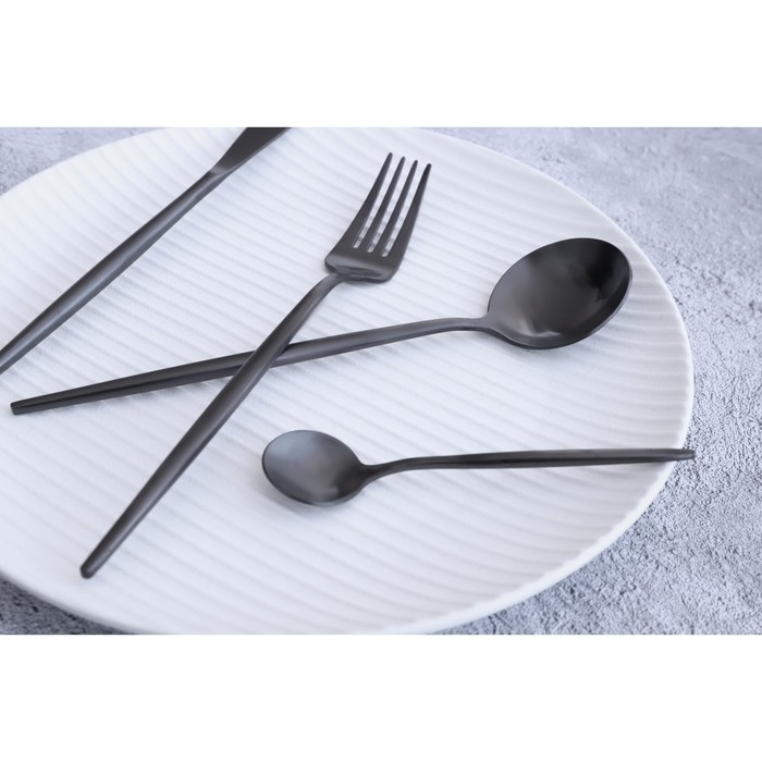 Ложка чайная из нержавеющей стали Magistro &laquo;Фолк&raquo;, длина 12,3 см, цвет чёрный