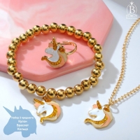 Набор детский 3 предмета: кулон, браслет, кольцо &laquo;Выбражулька&raquo; единороги, цветной в золоте