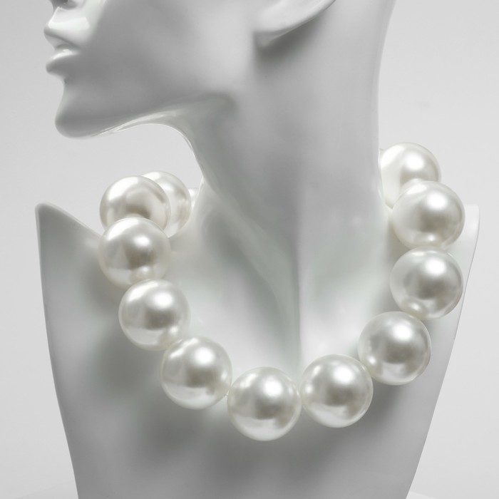 Колье с жемчугом &laquo;Жаклин&raquo; бусины №30, цвет молочный в серебре, 45 см