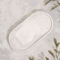 Подсвечник овальный из гипса,17,5х9х1,5см, мрамор с фиолетовыми полосками