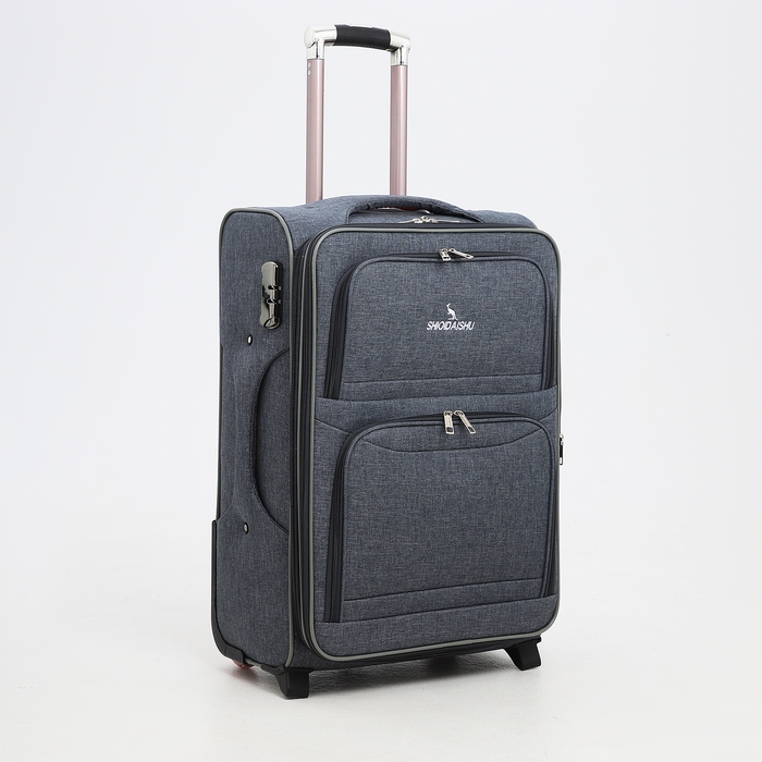 Чемодан средний 52 л (M), отдел на молнии, кодовый замок, с расширением, цвет серый