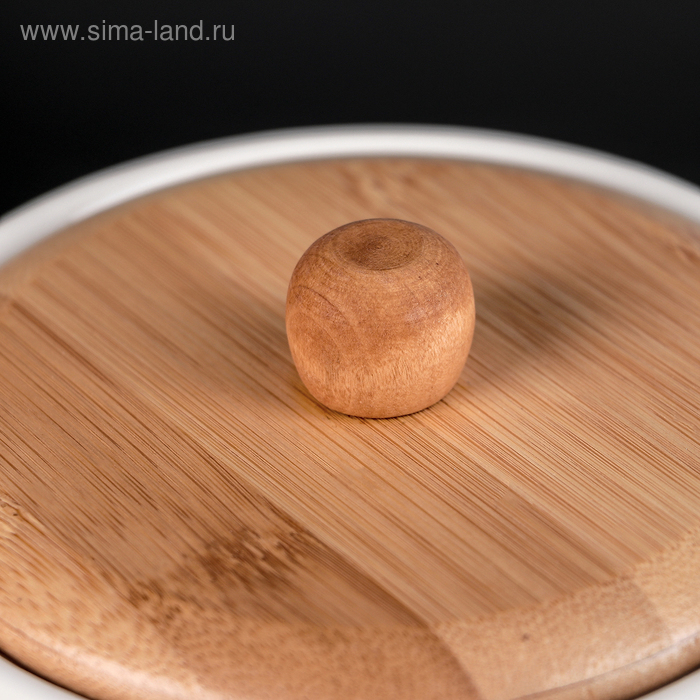 Бочонок фарфоровый с краником на деревянной подставке BellaTenero, 2,5 л, цвет белый