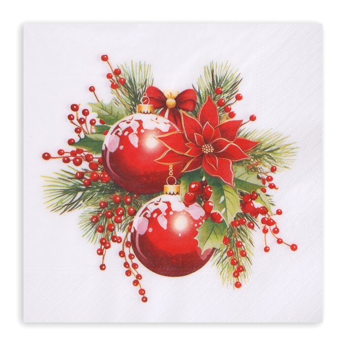 Новогодние салфетки бумажные Лилия «Новогодняя композиция», 2 слоя, 33х33 см, 20 шт Новогодние салфетки бумажные Лилия «Новогодняя композиция», 2 слоя, 33х33 см, 20 шт