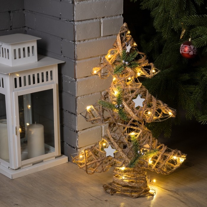 Светодиодная фигура «Ёлка» 38 × 55 × 13 см, металл, текстиль, батарейки ААх2 (не в комплекте), свечение тёплое белое Светодиодная фигура «Ёлка» 38 × 55 × 13 см, металл, текстиль, батарейки ААх2 (не в комплекте), свечение тёплое белое