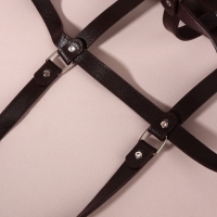 Портупея для сумки из искусственной кожи, 43 &times; 35 &times; 15 см, цвет коричневый/серебряный