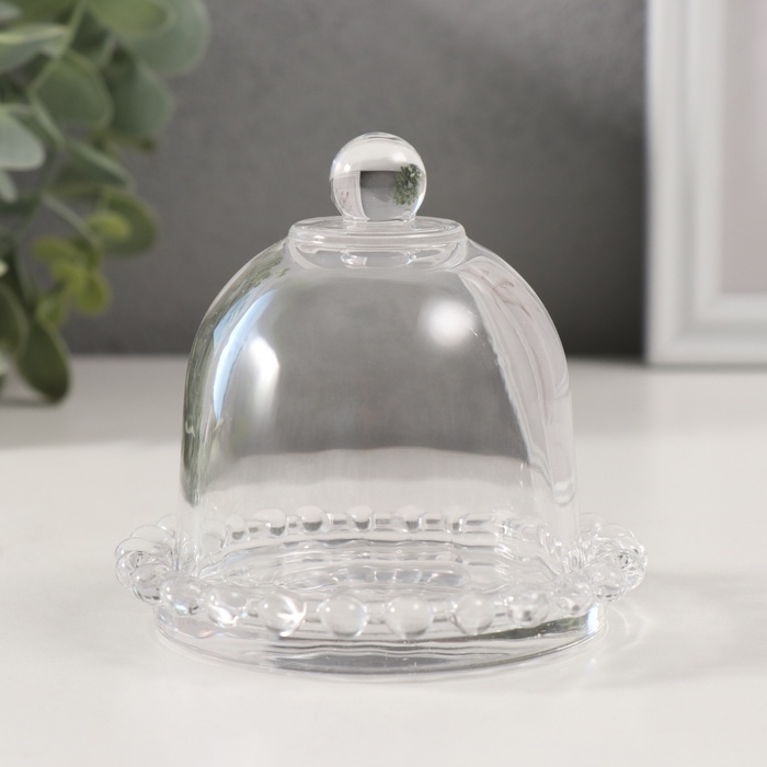 Подсвечник стекло на 1 свечу Подсвечник стекло на 1 свечу "Купол с капельками" прозрачный 9,5х9,5х8,5 см