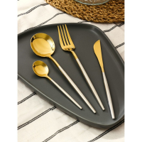 Столовые приборы из нержавеющей стали Magistro &laquo;Фолк&raquo;, 4 предмета, цвет металла золотой, серебряный ручки