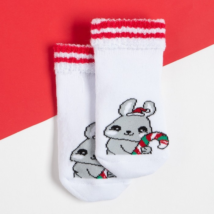 Носки новогодние детские Крошка Я &laquo;Зайчик&raquo;, цвет белый, 12-14 см