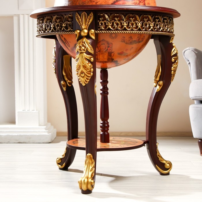 Глобус бар декоративный "Винтажная карта" узорные ножки 60,4х60,4х104 см