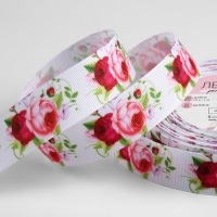 Лента репсовая &laquo;Пионы&raquo;, 25 мм, 18 &plusmn; 1 м, разноцветная