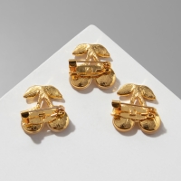 Брошь &laquo;Вишенки&raquo; наливные, цвет белый в жёлтом золоте (неделимая фасовка 12 шт., цена за шт.)