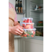 Набор контейнеров пищевых RICCO, 3 шт: 300 мл, 600 мл, 1,2 л, круглые, прозраячные, ручки голубые