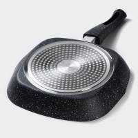 Сковорода гриль квадратная Magistro Dark, 24&times;24 см, ручка съёмная soft-touch, антипригарное покрытие, индукция, цвет чёрный