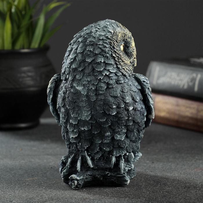 Фигура "Сова на пеньке" серо-голубой 10х9х14.5см