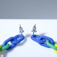 Серьги пластик «Цепь» 7 звеньев, яркие, цветные матовые Серьги пластик «Цепь» 7 звеньев, яркие, цветные матовые