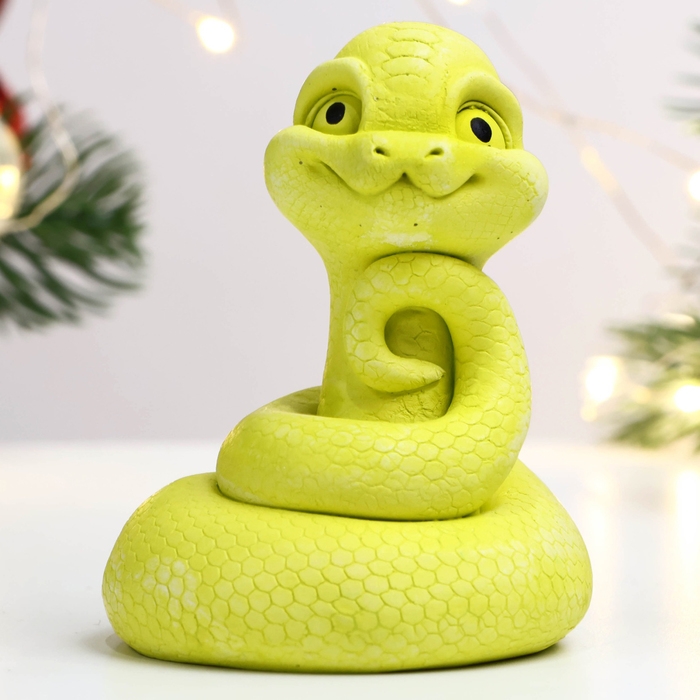 Новый год. Символ 2025. Фигура "Змейка Фея" лимонная, 7х6см