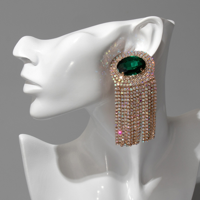 Серьги висячие со стразами «Бурлеск» солнечный блеск, цветные в золоте, 9 см Серьги висячие со стразами «Бурлеск» солнечный блеск, цветные в золоте, 9 см