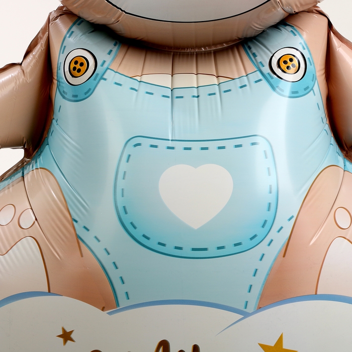 Шар фольгированный 62" &laquo;Мишка в короне &mdash; мальчик&raquo; на подставке, под воздух