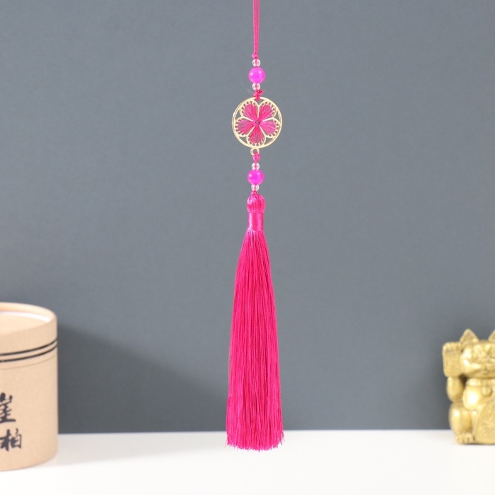 Подвеска текстиль, металл Подвеска текстиль, металл "Цветок в оправе" фуксия 1х3х19,5 см