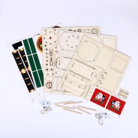 Деревянный конструктор &laquo;Новогодний поезд&raquo;, 7,5х30х10 см, 108 деталей, батарейки, наклейки, гирлянда, 6+