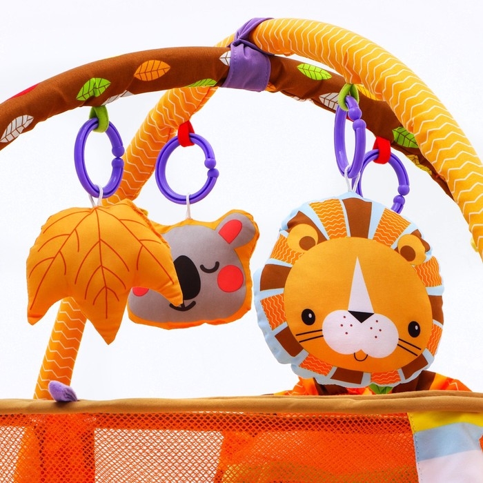 Развивающий коврик 3 в 1 &laquo;Лев&raquo;, 68x68 см, 30 цветных шариков, 4 игрушки, Крошка Я