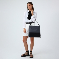 Сумка-мешок женская на молнии, цвет серый/чёрный Сумка-мешок женская на молнии, цвет серый/чёрный