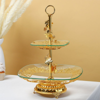 Этажёрка - фруктовница квадратная, 2 яруса, 29&times;29 см, 17&times;17 см, высота 43 см, стекло