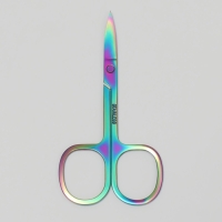 Ножницы маникюрные, загнутые, широкие, 9 см, цвет хамелеон