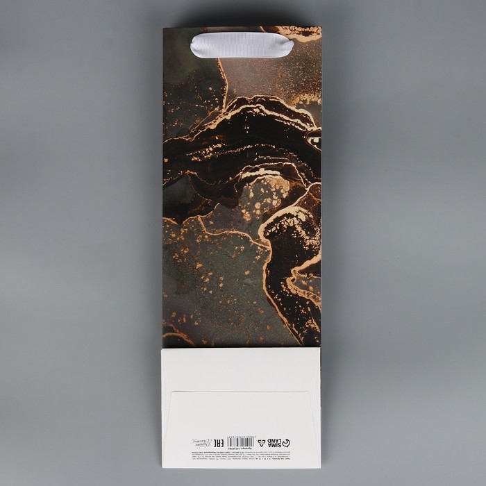 Пакет подарочный под бутылку, упаковка, &laquo;Поздравляю&raquo;, цветы, 36 х 13 х 10 см