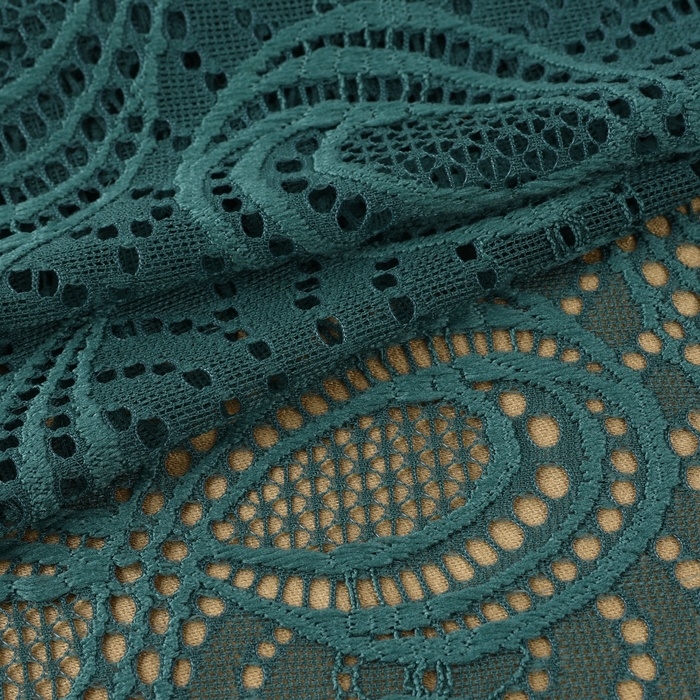 Кружевная эластичная ткань, 180 мм &times; 2,7 &plusmn; 0,5 м, цвет изумрудный