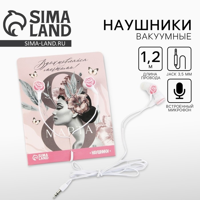 Наушники вакуумные на открытке "Вдохновляйся мечтами", модель RX-3