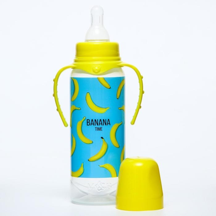 Бутылочка для кормления &laquo;Бананы&raquo;, классическое горло, от0 мес, 250 мл., цилиндр, с ручками