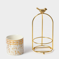 Конфетница керамическая &laquo;Gold. Птичка&raquo;, 220 мл, 8&times;21 см, цвет белый