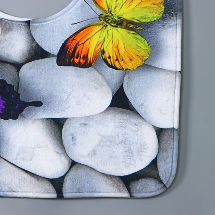 Коврики для ванной и туалета Доляна &laquo;Камни&raquo;, 2 шт: 40&times;50 см, 50&times;80 см, цвет белый