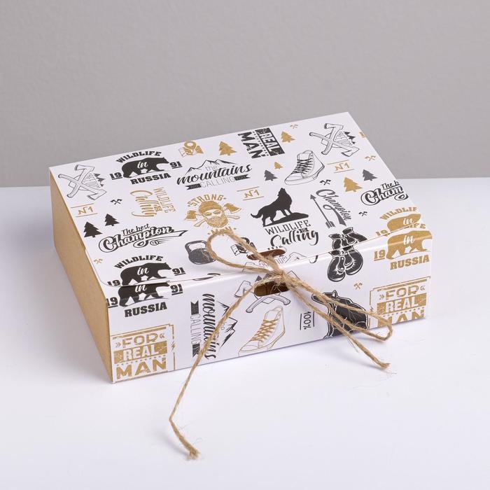 Коробка подарочная складная, упаковка, &laquo;Мужская&raquo;, 16.5 х 12.5 х 5 см, БЕЗ ЛЕНТЫ