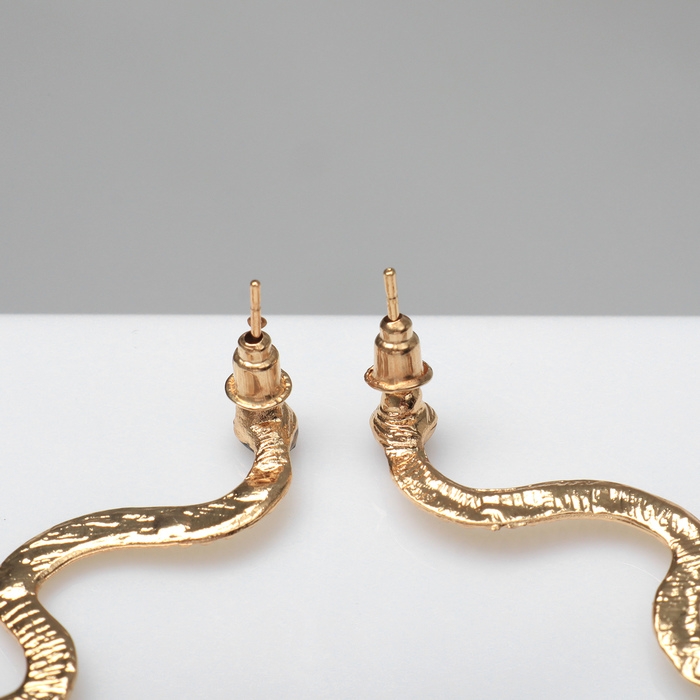 Новый год! Символ года 2025! Серьги висячие &laquo;Змея&raquo; тонкая, цвет чёрный в золоте