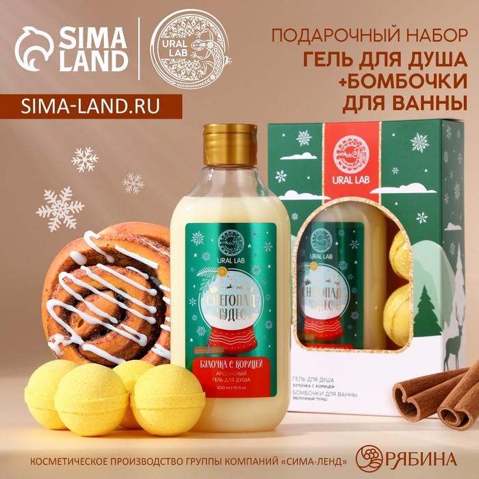 Подарочный набор косметики &laquo;С Новым Годом&raquo;, гель для душа 300 мл и бомбочки для ванны 4 х 40 г, Winter Melody by URAL LAB