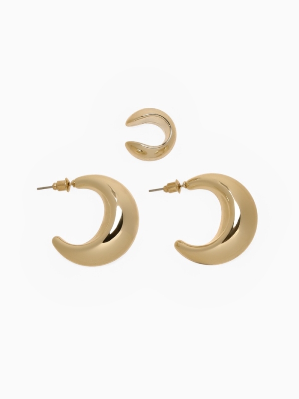 Набор серьги и каффы 3 шт &laquo;Капли&raquo; объёмные, цвет золото