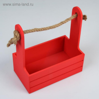 Набор кашпо деревянных 2 в 1 (25&times;15&times;30; 21&times;12&times;23 см) "Dear", ручка канат, красный