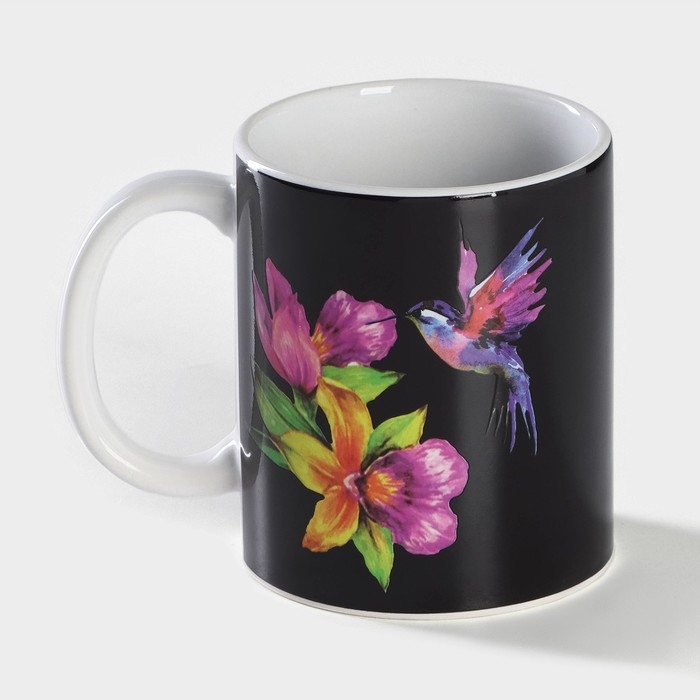 Кружка - хамелеон керамическая Доляна &laquo;Колибри&raquo;, 350 мл, цвет белый