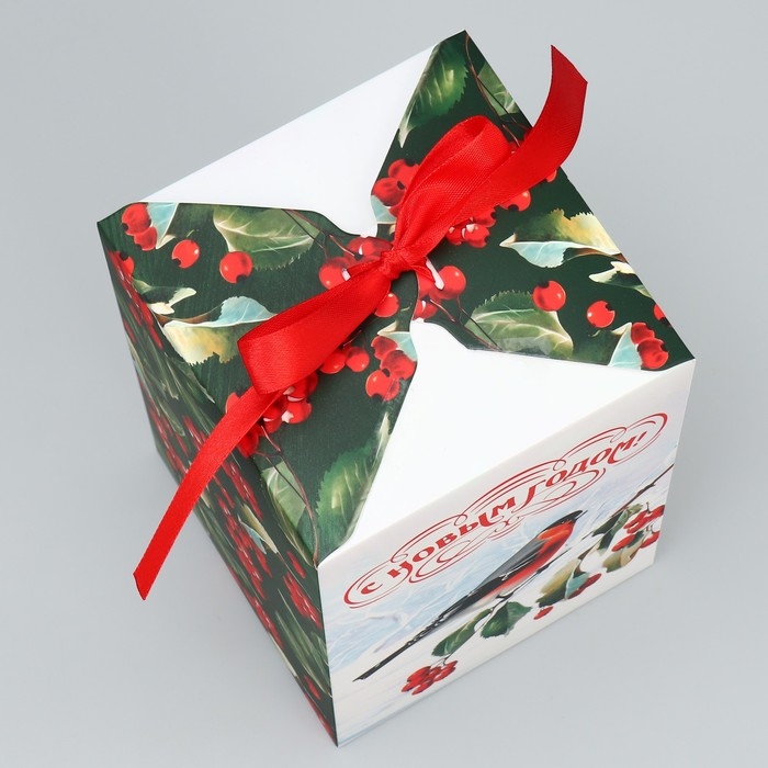 Коробка подарочная новогодняя складная «С Новым годом!», снегирь, 12 х 18 х 12 см, Новый год Коробка подарочная новогодняя складная «С Новым годом!», снегирь, 12 х 18 х 12 см, Новый год