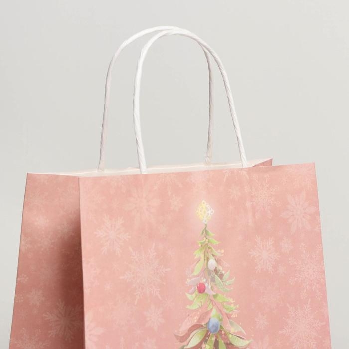 Пакет подарочный новогодний крафтовый &laquo;Новогодние сны&raquo;, 22 х 25 х 12 см, Новый год