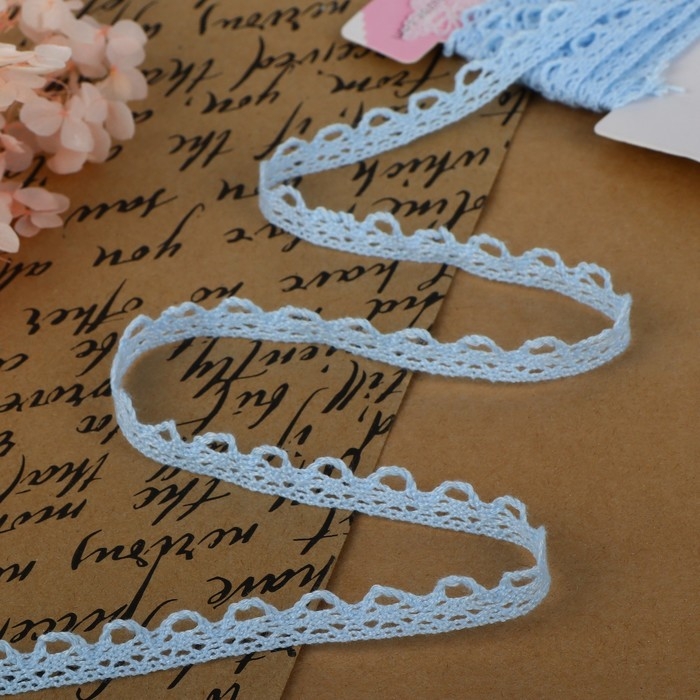 Кружево вязаное, 11 мм &times; 2,7 &plusmn; 0,5 м, цвет голубой