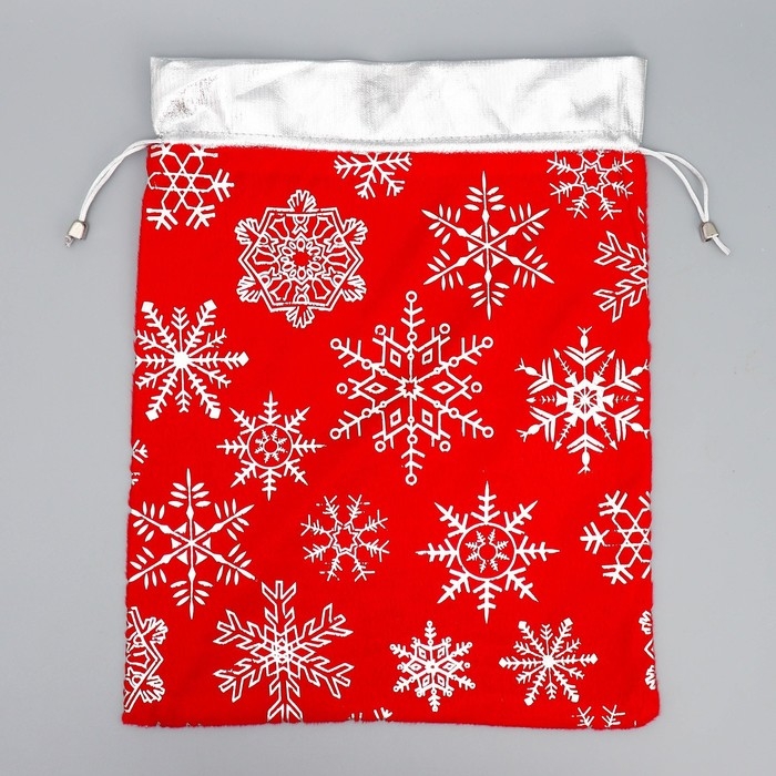 Мешочек подарочный плюш &laquo;Радость внутри&raquo;, снежинки, тиснение, 30 х 40 см +/- 1.5 см, Новый год