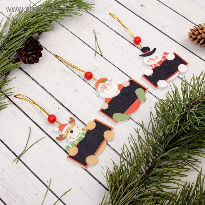 Подвеска новогодняя «Зимушка» с досочкой для пожеланий, под мел, МИКС Подвеска новогодняя «Зимушка» с досочкой для пожеланий, под мел, МИКС