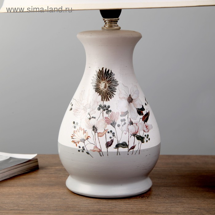 Лампа настольная "Цветочное ассорти" 1xE14 40вт белый-серый 25х25х36 см RISALUX