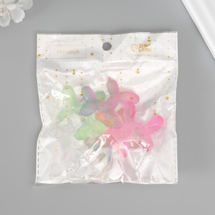 Подвеска для творчества пластик "Воздушный шарик - Собачка" МИКС матовая 1,1х4,5х4,7 см