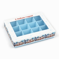 Коробка складная под 12 конфет &laquo;Снежный городок&raquo;, 14.4 х 18.4 х 3.8 см, Новый год