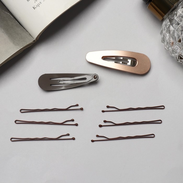 Невидимка для волос &laquo;Адель&raquo; (набор 10 шт) 5 см, бронза